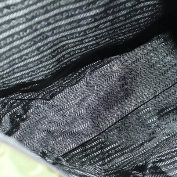 PRADA Hand Bag Nylon leather 2way Khaki Dark Brown Silver Auth 102248 - Picture 10 of 16